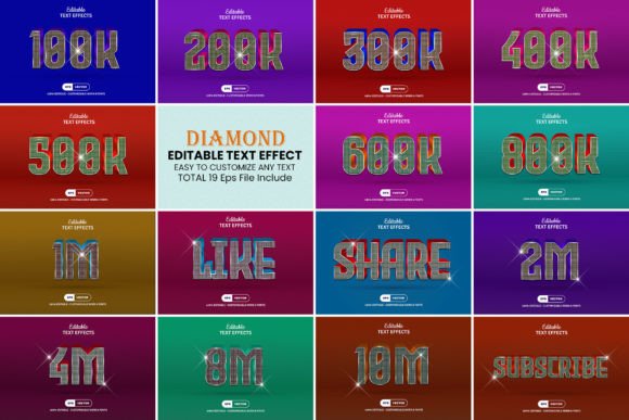 Diamond Editable Text Effect Bundle: Elevate Your 2024 Designs