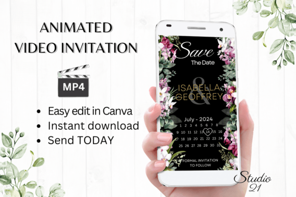 Elegant & Animated: Orchids Save the Date W2455B