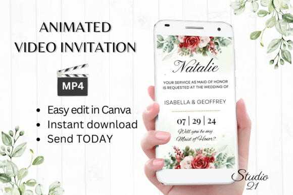 Elevate Your Maid of Honor Proposal with Red Rose W3448MH