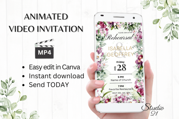 Orchids Rehearsal Dinner Invite W7450: A Modern Digital Template