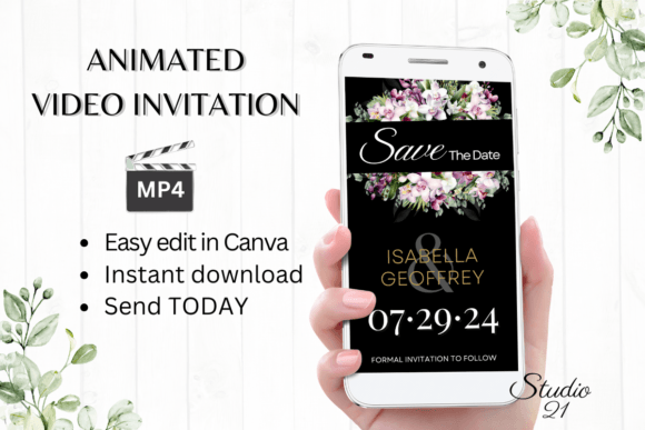 Orchids Save the Date Invite W2457: A Digital Invitation Template