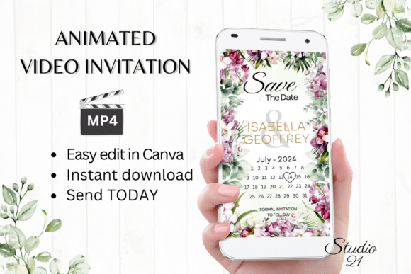 Orchids Save the Date W2450B: Elegant Animated Invitations