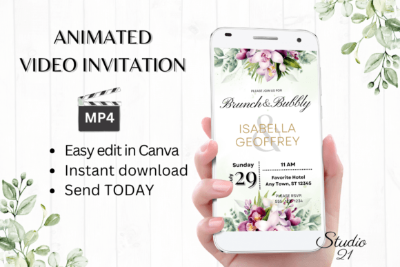 Orchids Wedding Brunch Invite W9458: Elegant Digital Invites