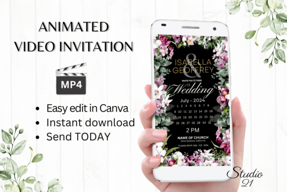 Orchids Wedding Invitation W8451B: A Fresh Take on Modern Elegance