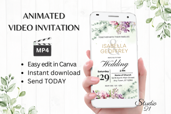 Orchids Wedding Invitation W8452: A Modern Digital Template