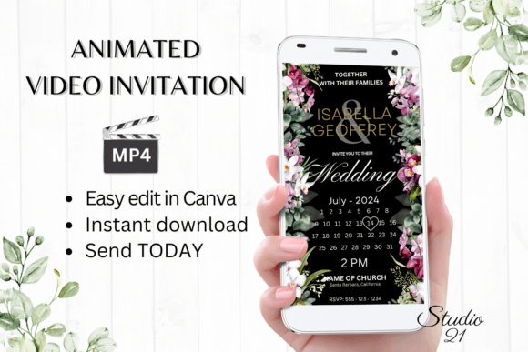 Orchids Wedding Invitation W8455B: A Modern Animated Template