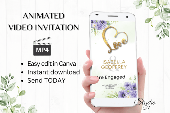 Purple Pink Blue Engagement W1510B: A Modern Digital Invitation Template