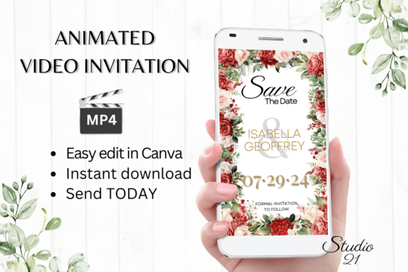 Red Roses Save the Date Invite: A Romantic Digital Template