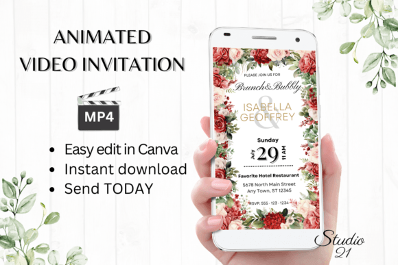 Red Roses Wedding Brunch Invite W9440: A Digital Solution for Modern Celebrations