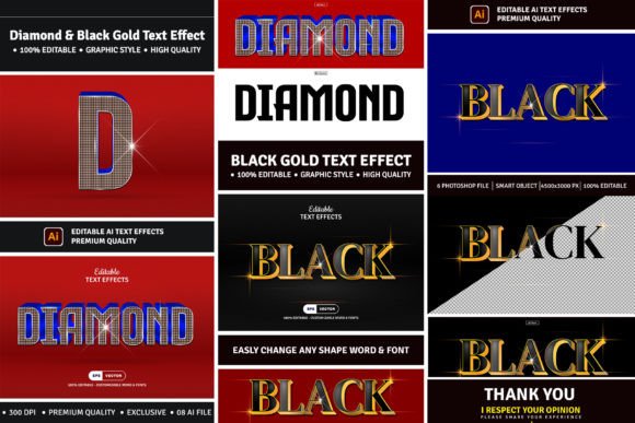 Unleash Luxury: The Diamond & Black Gold Text Effect